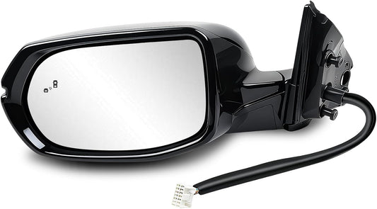Driver Side Mirror Assembly Compatible with Honda CRV 2017-2022 With Heated, Blind Spot Monitor, Turn Signal, Power Adjustable Glass Black Replace 76258TLAA32 HO1320318 (9 Pin Left)