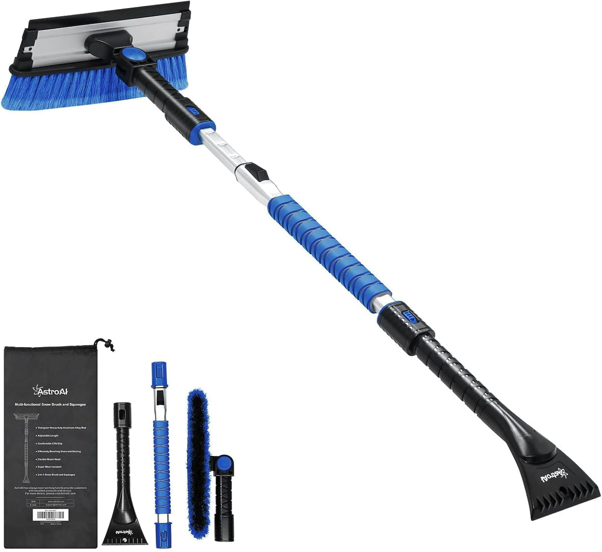AstroAI 27'' Classic and 47.2'' Upgraded Ice Scraper with Squeegee(Blue)
