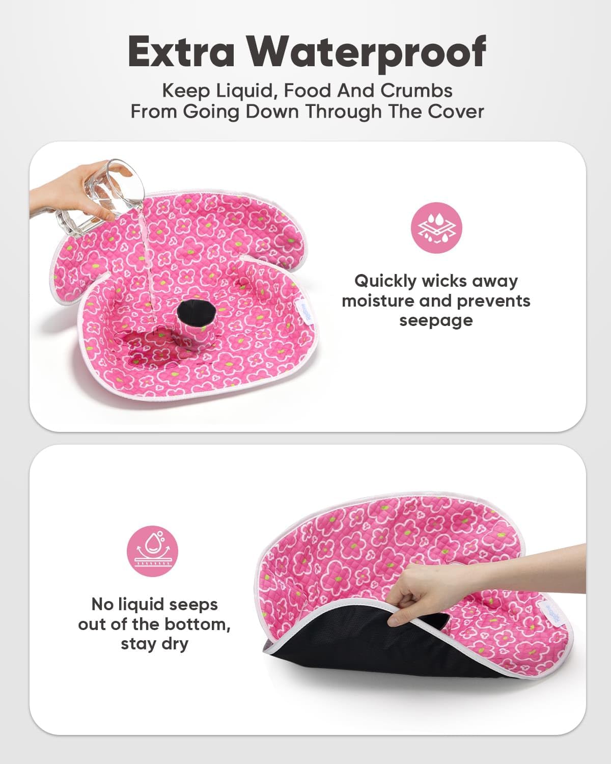 2 Pack Waterproof Baby Piddle Pads Carseat Potty Training Car Seat Protector, Waterproof Infant Car Seat Liner Cover to Prevent Pee, Leakproof and Washable (Red Flower)