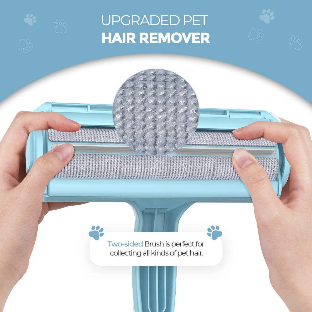 DELOMO Pet Hair Remover Roller: Reusable Lint Roller with Large Fur Bin - Portable Cat and Dog Hair Remover for Couch, Bedding, Car, Rugs & Furniture, Effective and Eco-Friendly, for Multi-Pet Homes