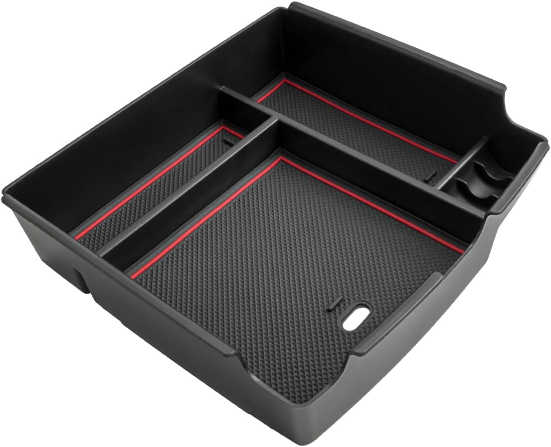 CDEFG Compatible with 2025 Kia Carnival Center Console Organizer Tray 2022-2025 Kia Carnival LX LXS EX SX SX Prestige Accessories Middle Console Organizer 2025 Carnival Armrest Storage Box(Red)