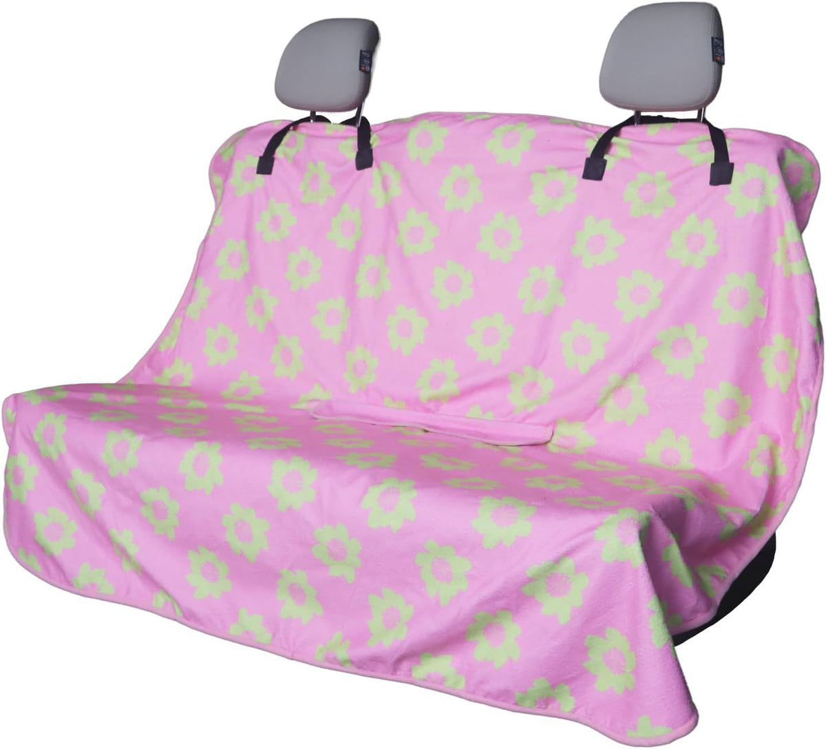 Sweat Towel Car Seat Cover Protector Front Seats for Gym Workout, Running, Swimming, Beach and Hiking, Waterproof Universal Seat Cover for Car, Trucks, Van & SUV (1, Pink Flower, Rear Seat)