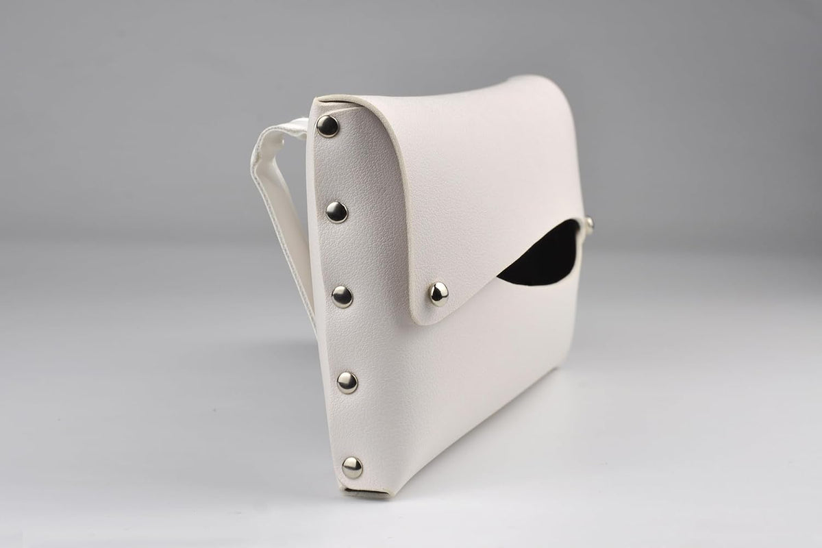 Car Tissue Holder, Tissue Case for Sun Visor, PU Leather Backseat Napkin Holder with Clips (White)