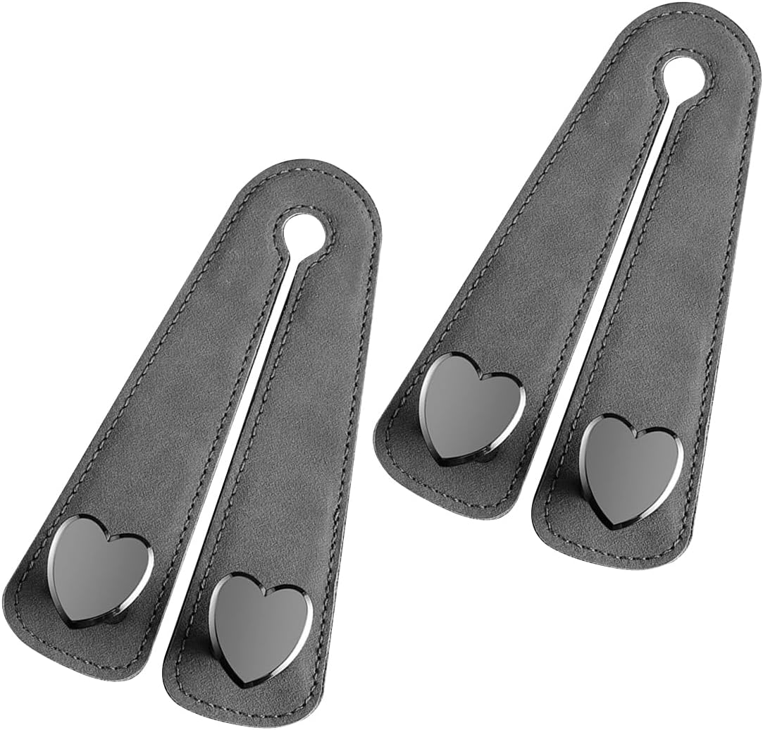 2PCS Car Seat Headrest Hooks, Heart-Shaped Twin Hook Vehicle Seat Back Purse Bag Storage Organizer, Cute Auto Interior Backseat Hanger Holder for Coat Umbrella Hat, Universal Fit (Gray)