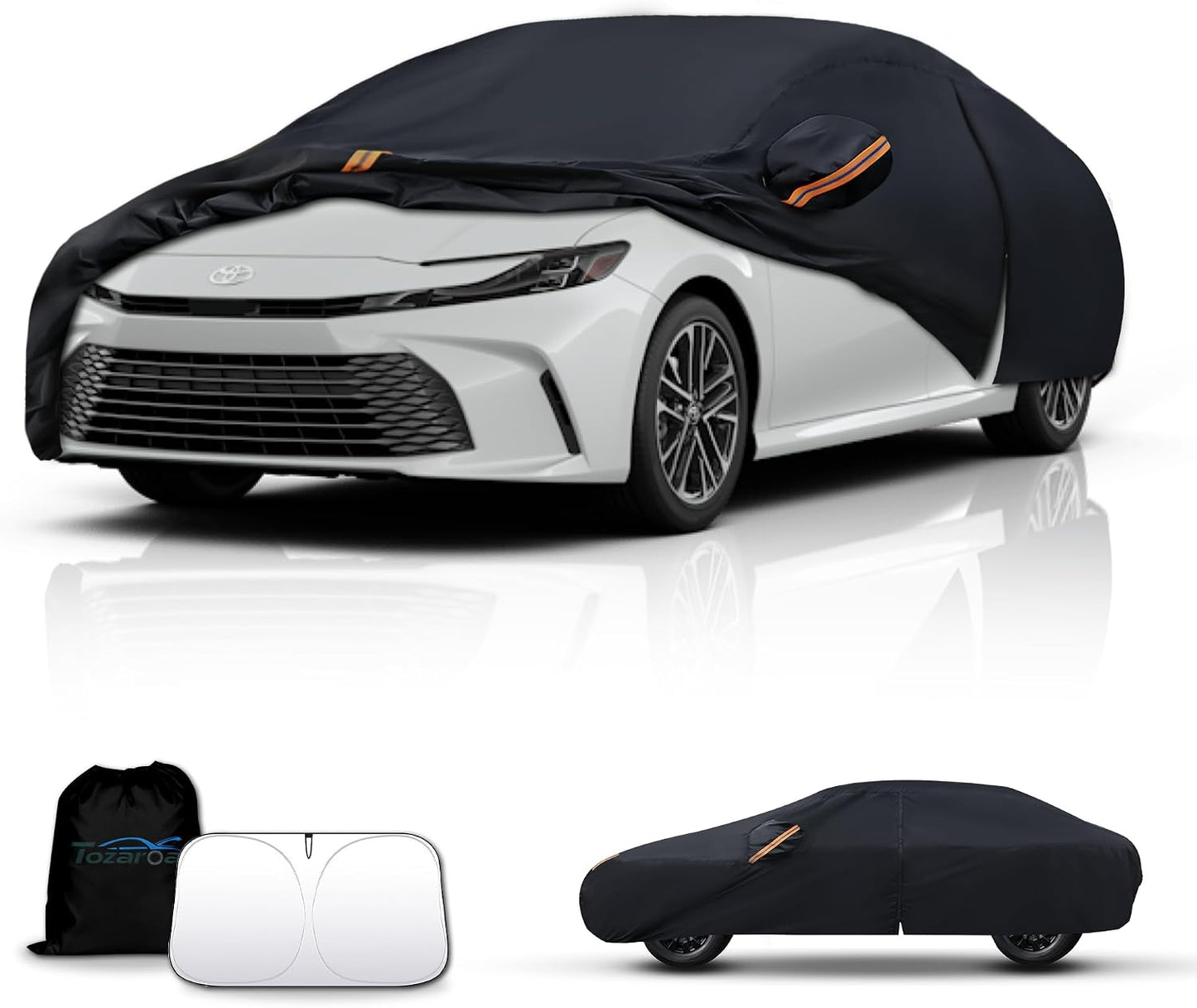 Car Cover Waterproof All-Weather,Outdoor Full Exterior Covers for Automobiles Sedan(Length 186-193 inch) with Windshield Sun Shade Universal Fit Honda Civic,Toyota Camry,Tesla Model 3,etc