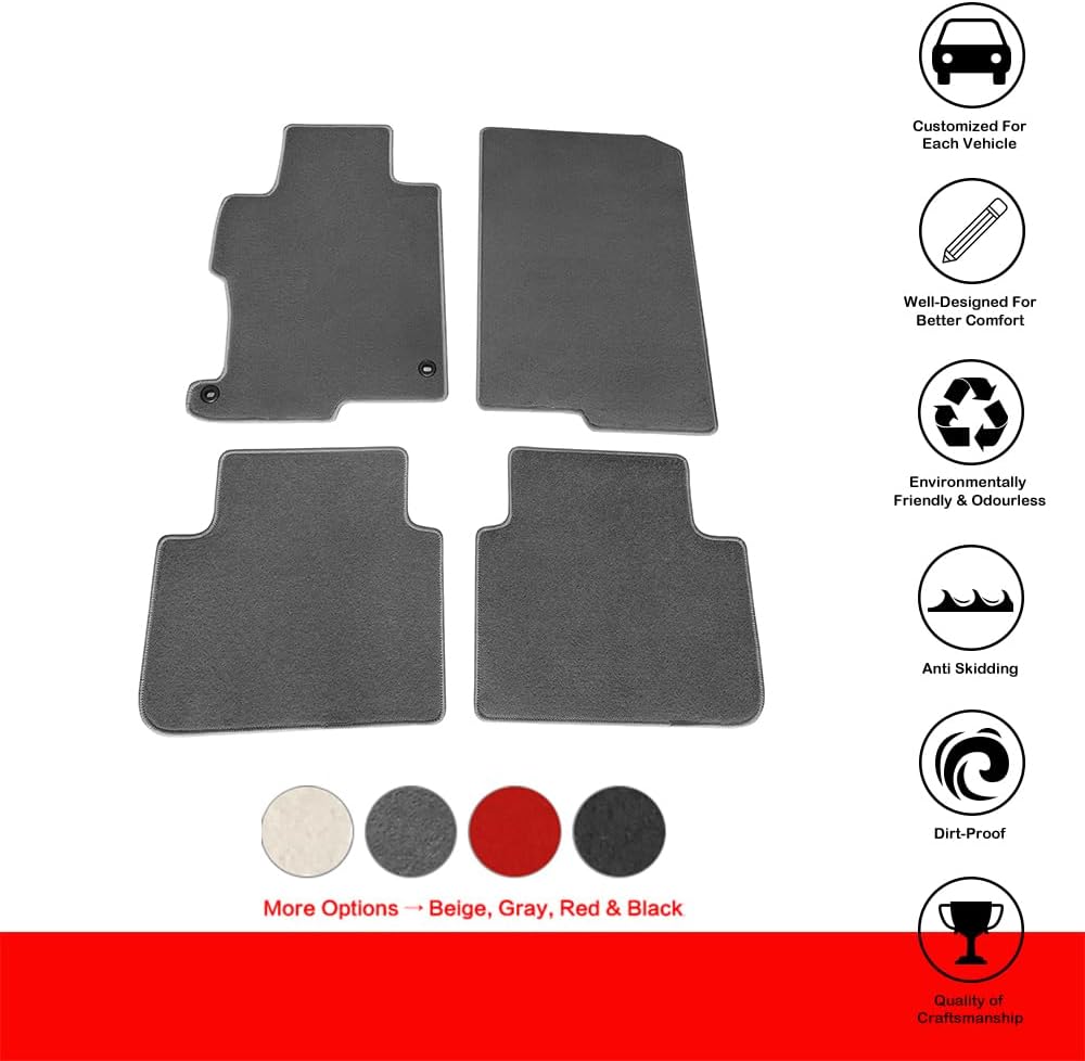 Fit 2013-2017 Honda Accord Sedan 4-Door Floor Mat Nylon Gray