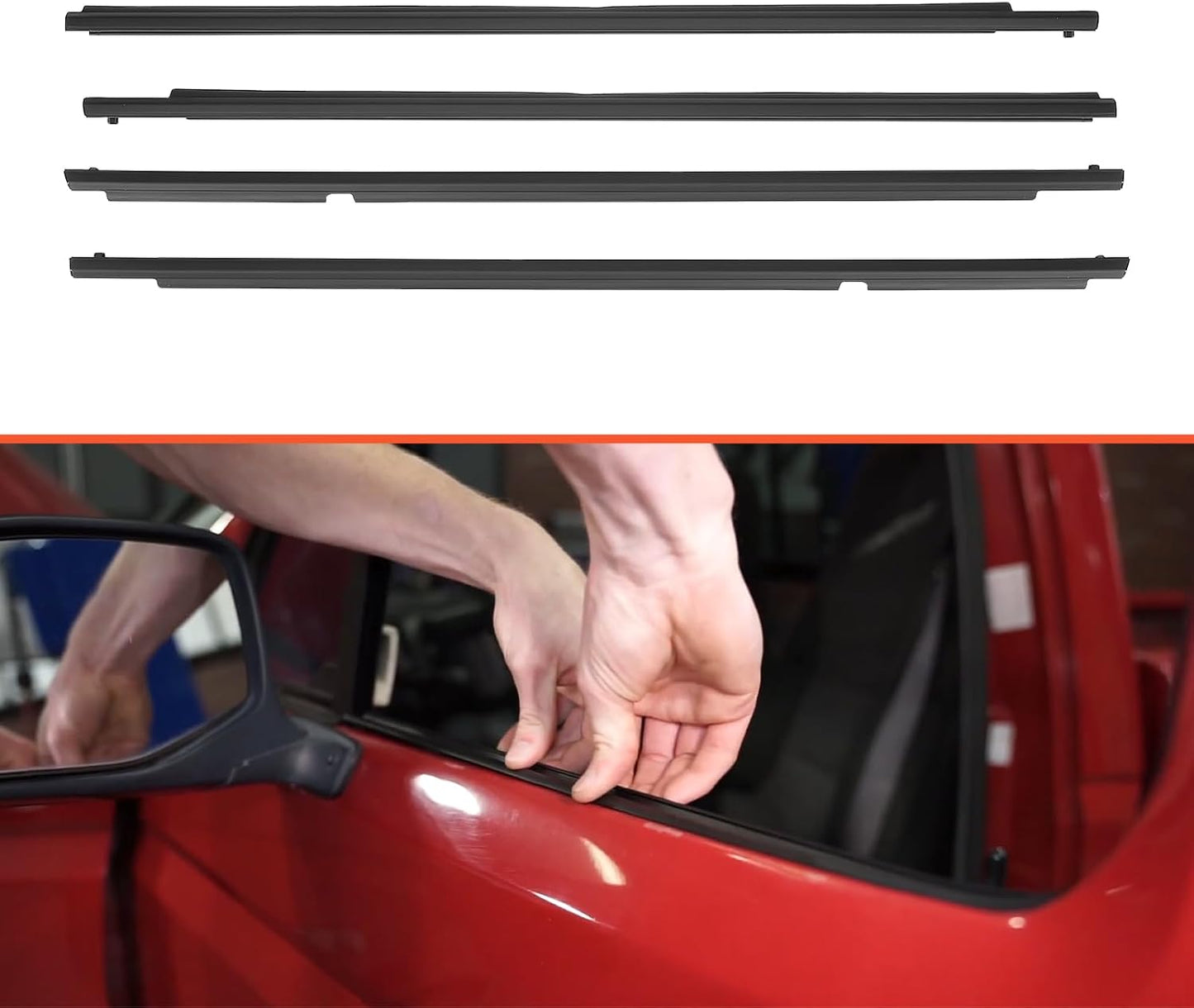 Weatherstrip Window Seal Car Window Moulding Trim Sweep Felt Seal Kit Fit for Toyota Corolla CE LE S XLE XRS 2009 2010 2011 2012 7573012300 7571002210-4 Piece Set
