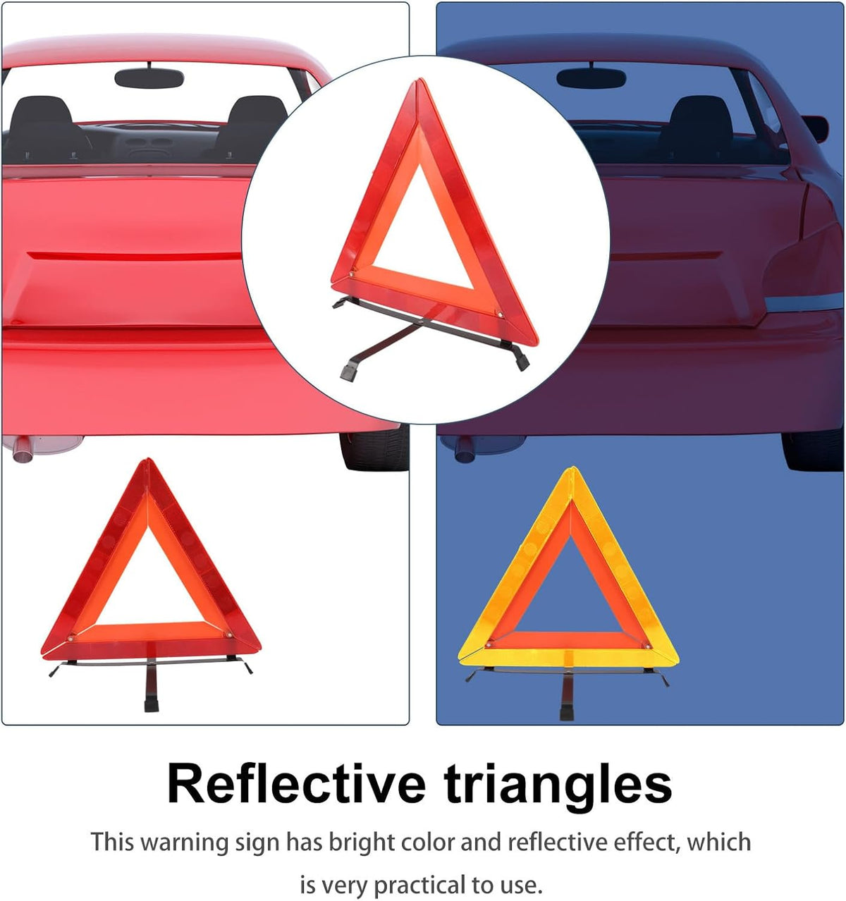 Holibanna Roadside Safety Reflective Warning Triangle Frame Reflector