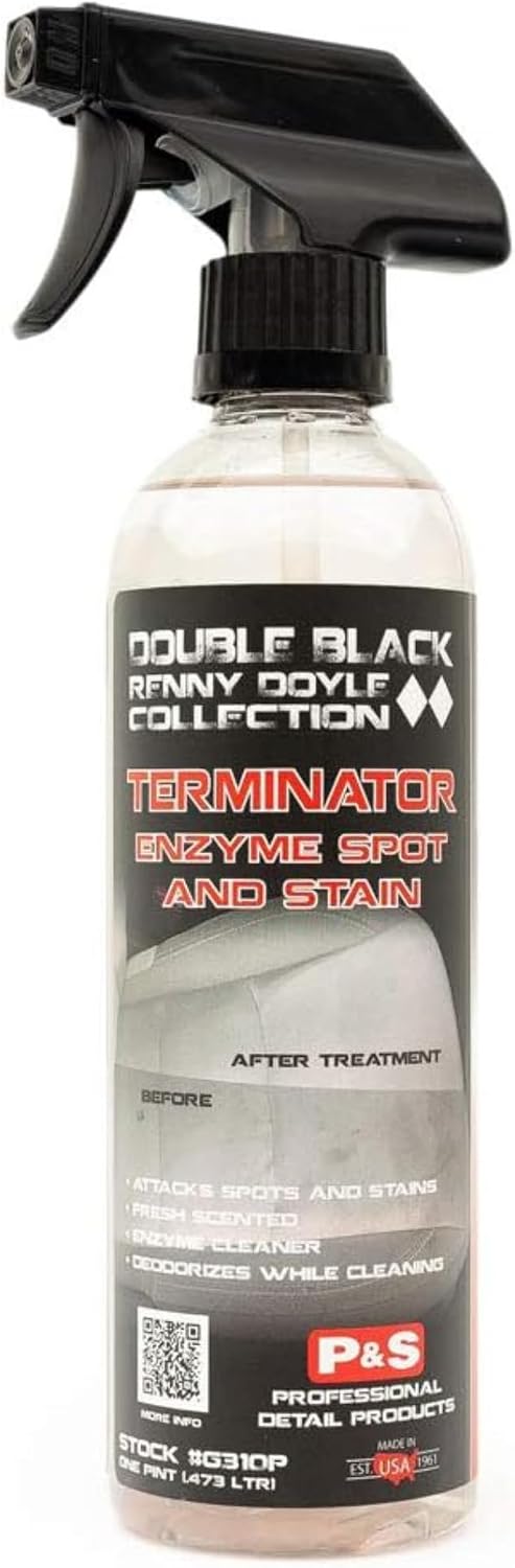P & S PROFESSIONAL DETAIL PRODUCTS Terminator Enzyme Spot & Stain Remover – Professional Upholstery & Carpet Cleaner, Eliminates Grease, Dirt, Protein-Based Stains, Fresh Scent - 16 Oz.