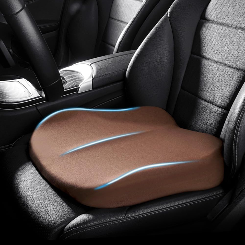 Adult Car Booster Seat Cushion, Car Seat Driver Height Boost Mat Memory Foam Car Seat Cushions Pad Improve Driving View Non-Slip 3D Office Chair Cushion Pressure Relief (Grey)