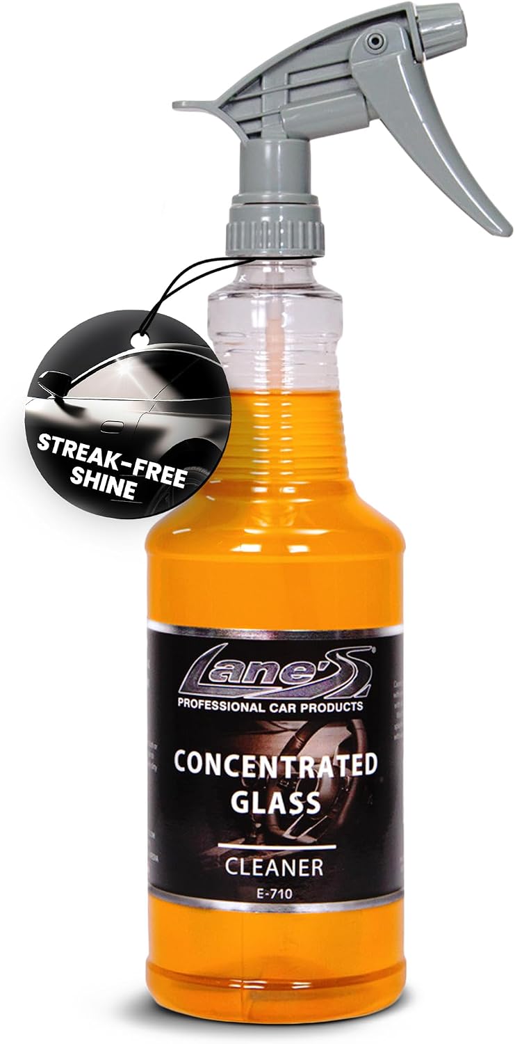 LANE'S Concentrated Auto Glass Cleaner for Cars | 32oz (Pack of 1) | Tint-Safe Windshield, Window Cleaner | Removes Automotive Smoke Film, Fingerprint & Smudges | No Streak, Safe for All Glasses
