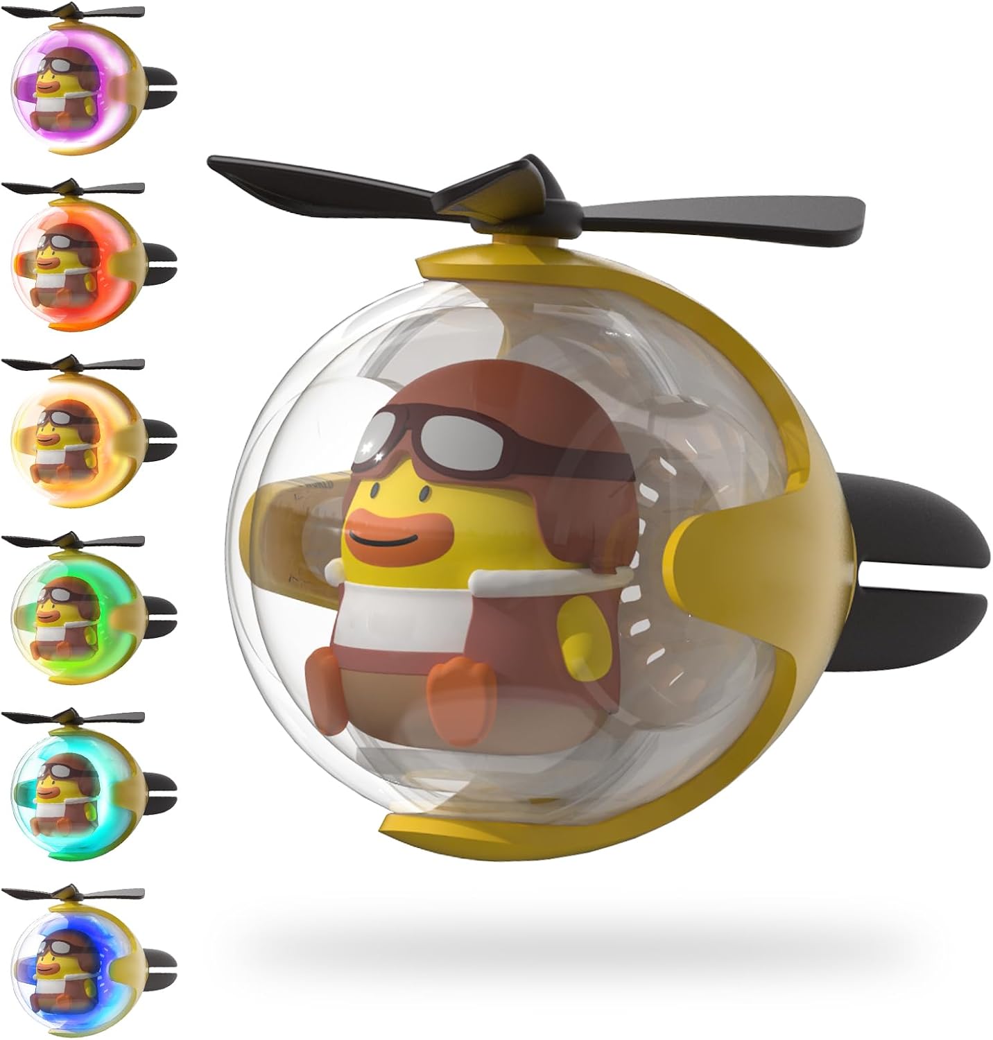 Yellow Duck Car Air Freshener with 6-Color Auto Light Up & 4 Scented Replacements Tablets – Light Scent, Decorative Auto Accessories, Cute Mother's Day and Father's Day Small Gift