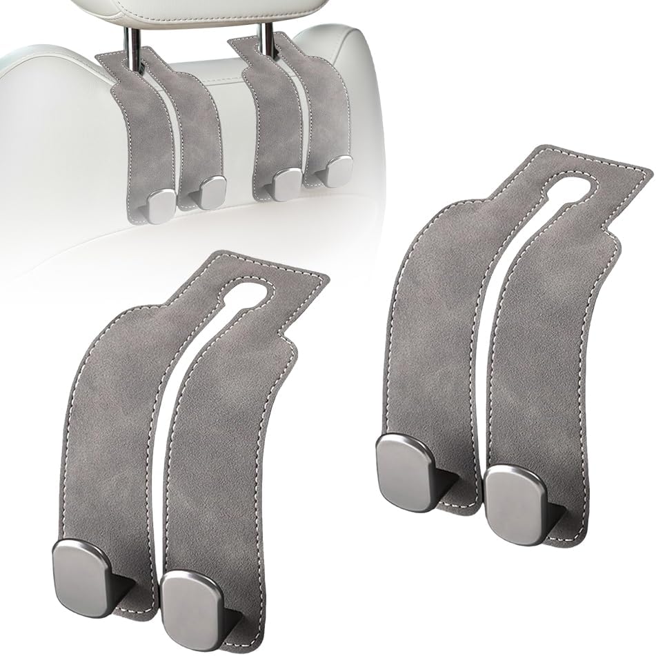 Headrest Hooks for Car, Twinhook Car Seat Hooks for Headrest (Grey 4Pcs)