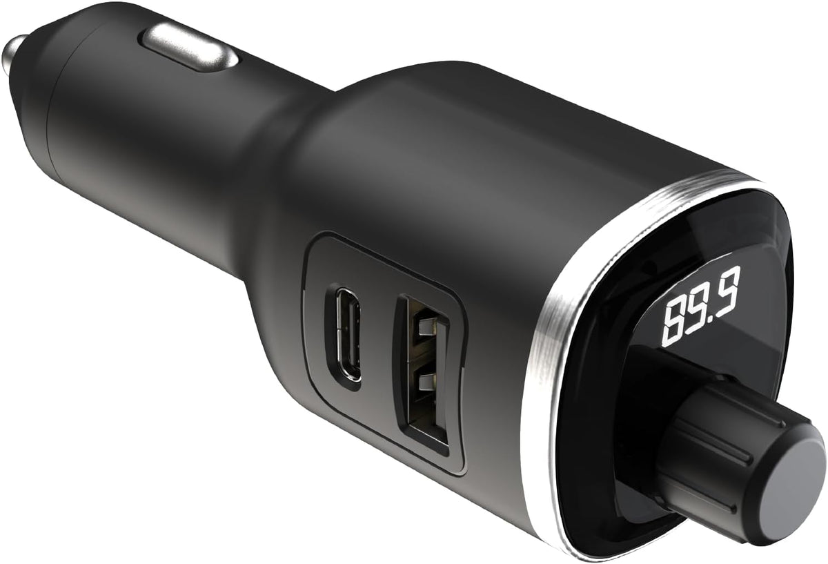 Scosche BTFM2A BTFREQ Universal Bluetooth Hands-Free Car Kit with Digital FM Transmitter and 12-Watt USB Car Charger, Stream Smartphone Audio