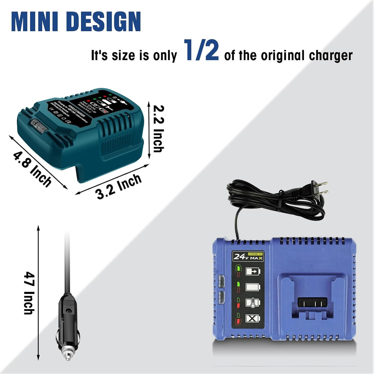Charger for Kobalt 24V Battery,Portable Mini Quick Car Charger,Cigarette Lighter Plug(for Kobalt 24V Battery Only)