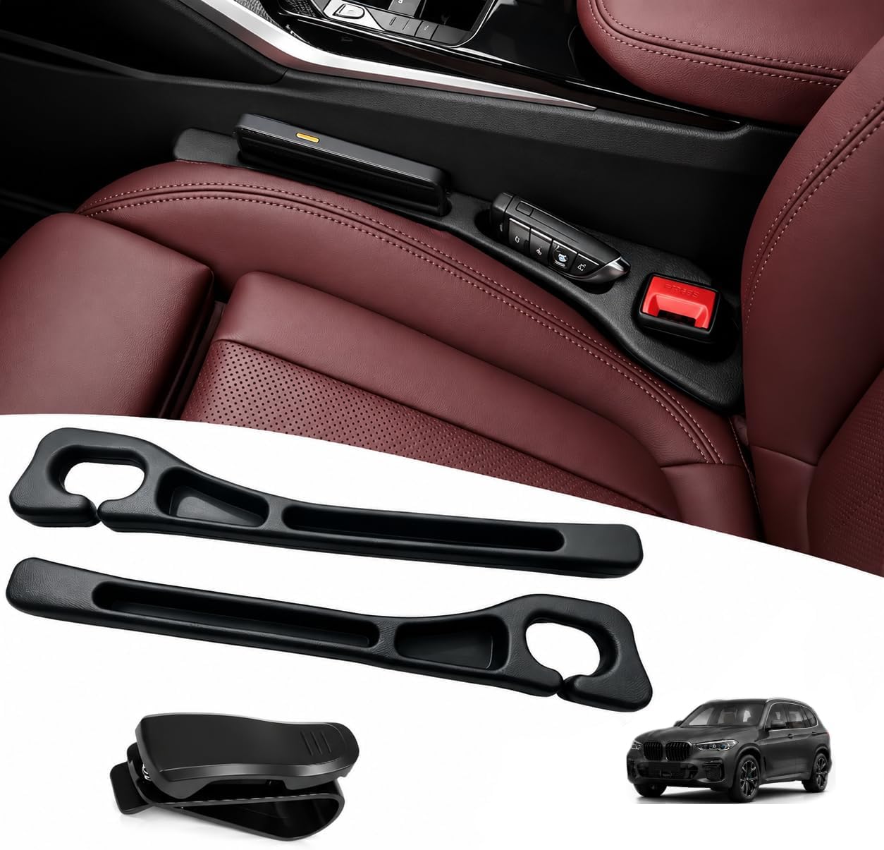 【Compatible with mazda】 Car Seat Gap Filler Organizer Compatible with mazda cx5 2013-2025, Car Organizer Front Seat 2-in-1 Storage No-Drop Storage(2 Pack, Black)