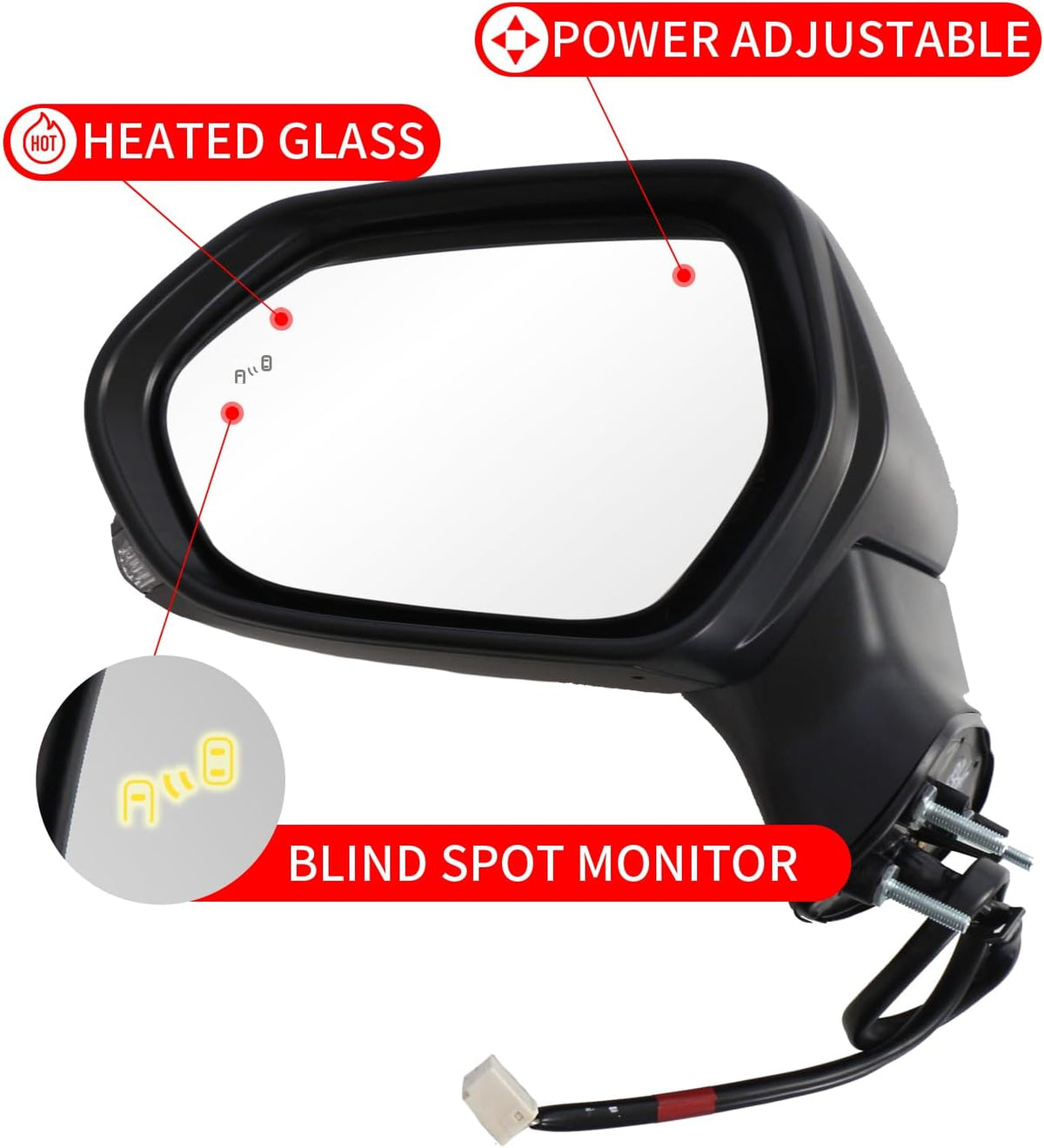 for Toyota Camry Side Mirror Assembly Driver Side 2018 2019 2020 2021 2022 2023 2024 WHITE 7PIN | Power | Heated | Turn Signal | Blind Spot Monitoring (POWER+LAMP+HEAT+BSM (LH))