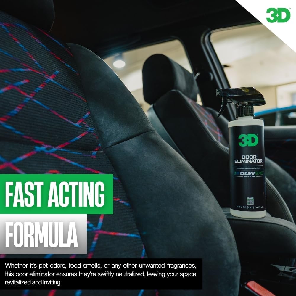 3D Odor Eliminator, GLW Series | Ultra Powerful Air Freshener | Long Lasting Odor Relief | Neutralizes Unwanted Smells | Fresh Scent | DIY Car Detailing | 16 oz