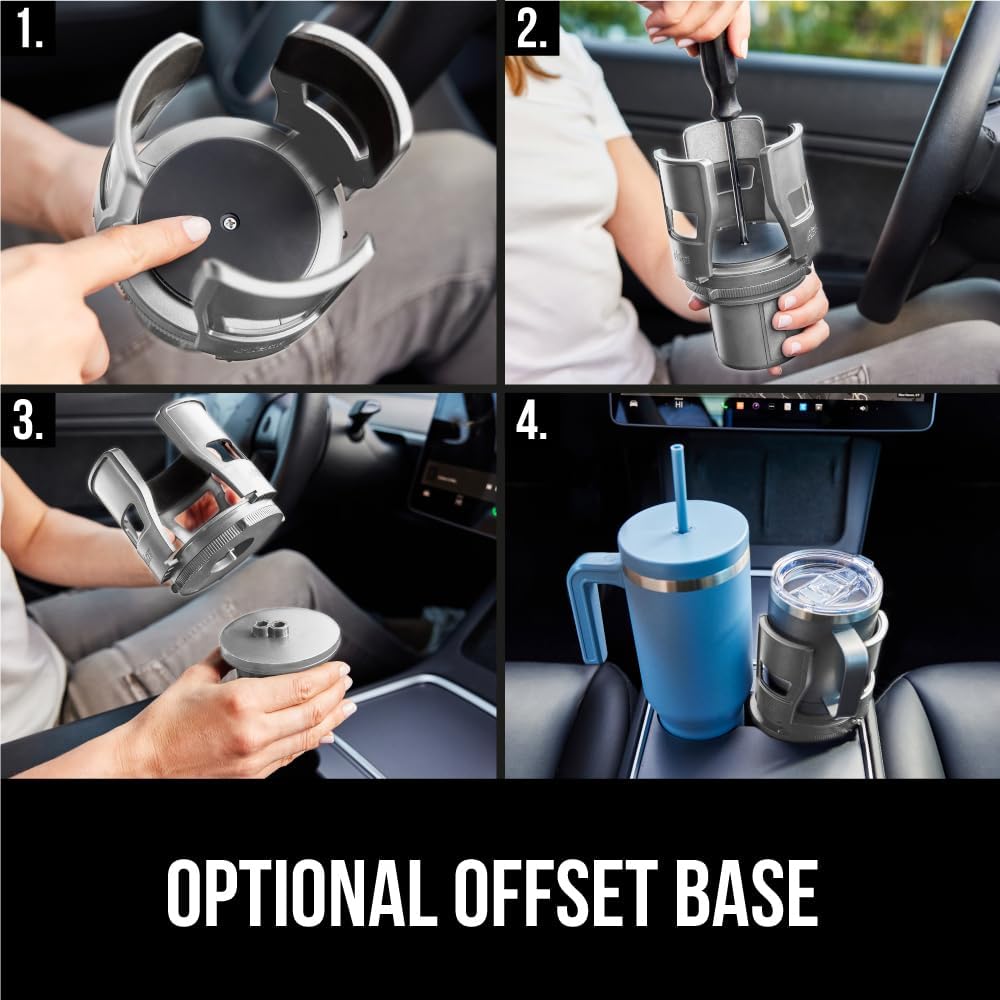 GORILLA GRIP Patent Pending Adjustable Car Cup Holder Expander, Gray