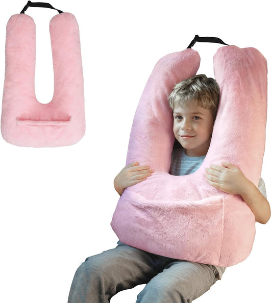 Car Pillow for Kids & Adults, U-Shaped Soft Car Travel Pillow for Sleeping, Head & Neck Support Pillow for Car Seat, Ideal for Road Trips and Long Car Rides, Pink