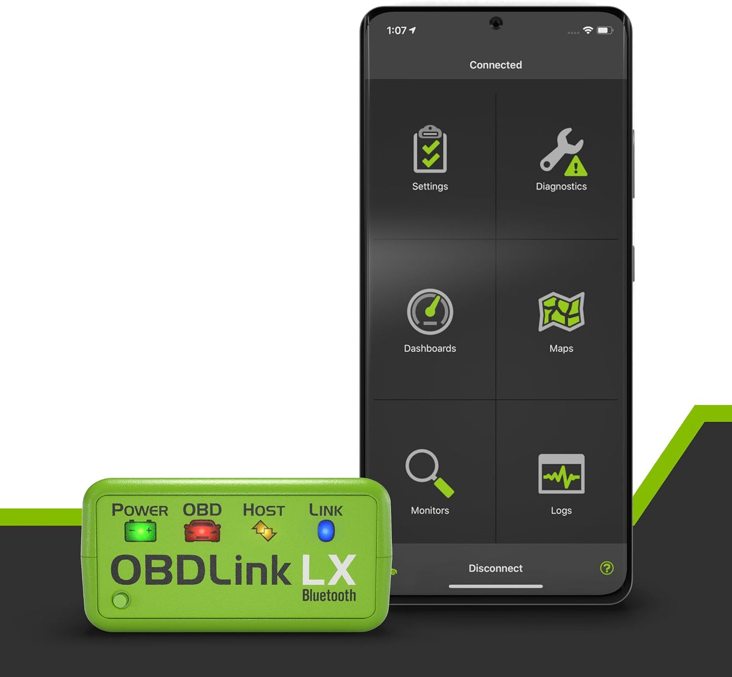 OBDLink LX Bluetooth 3.0 OBD2 Adapter for Motoscan, Torque, Hybrid Assistant (Android Only), OBD II Diagnostic Scanner
