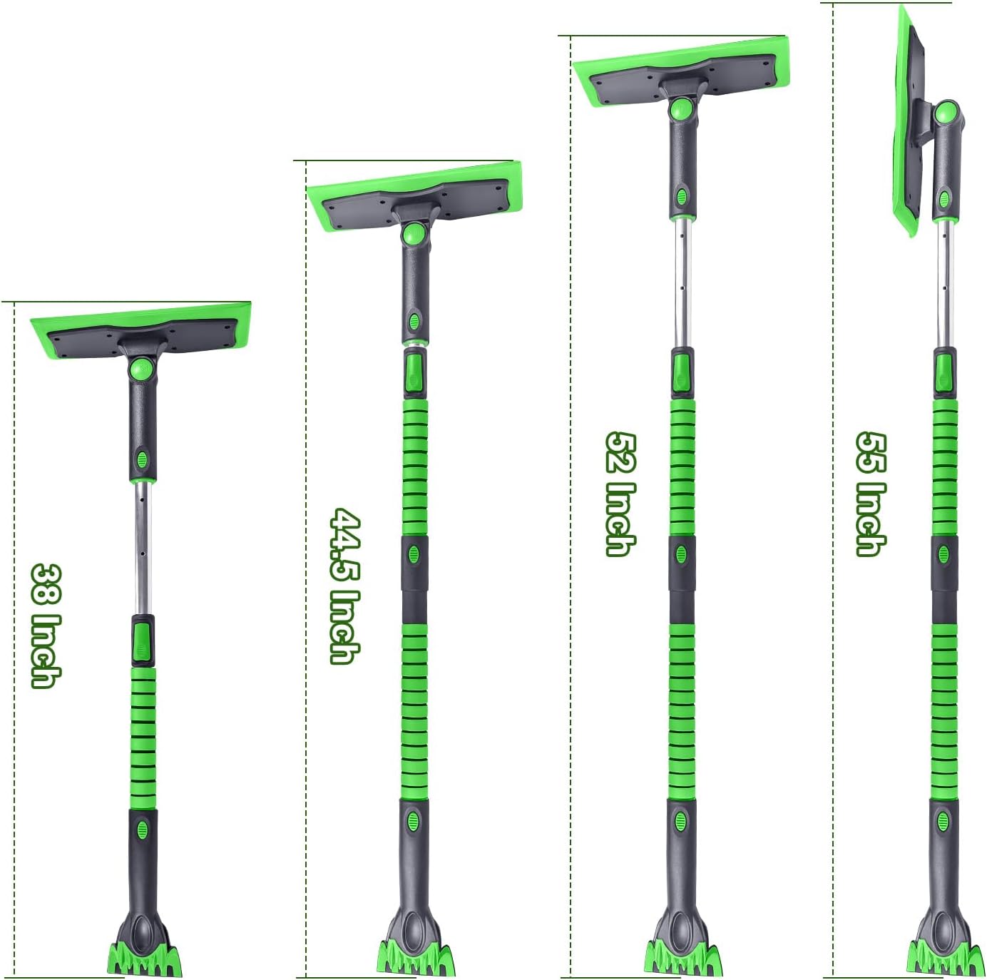 SEAAES 55 Inch Snow Broom and Ice Scraper for Windshield, Extendable Snow Brush with Foam Grip, Snow Ice Removal for SUV Truck Window
