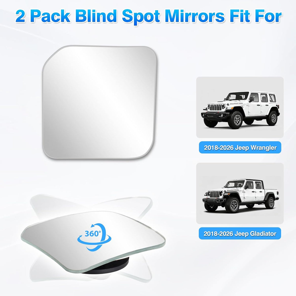 2PCS Blind Spot Mirrors for 2018-2026 Wrangler, 2018-2026 Gladiator