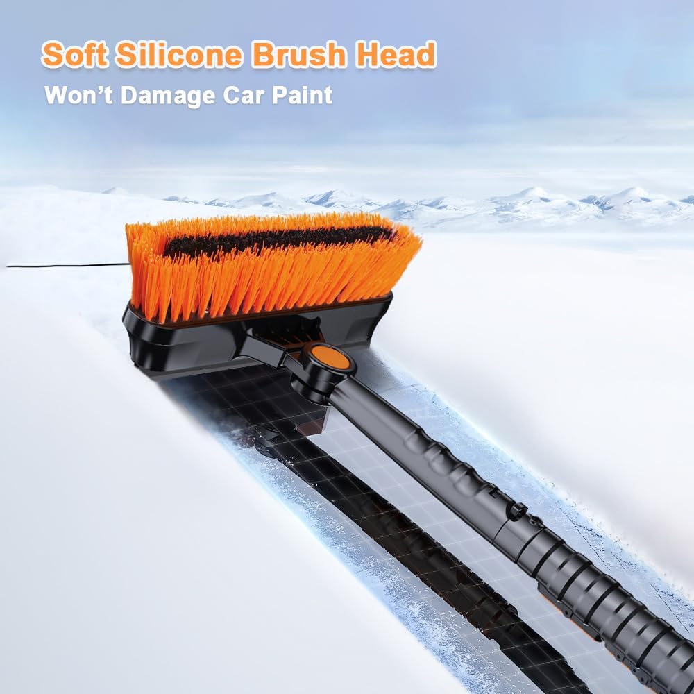 REVXON Snow Brush and Ice Scraper for Audi Q7 2017 2018 2019 2020, 2-in-1 Car Tool with 180° Rotating Brush, Comfortable Foam Grip, Detachable & Extendable for Windshield