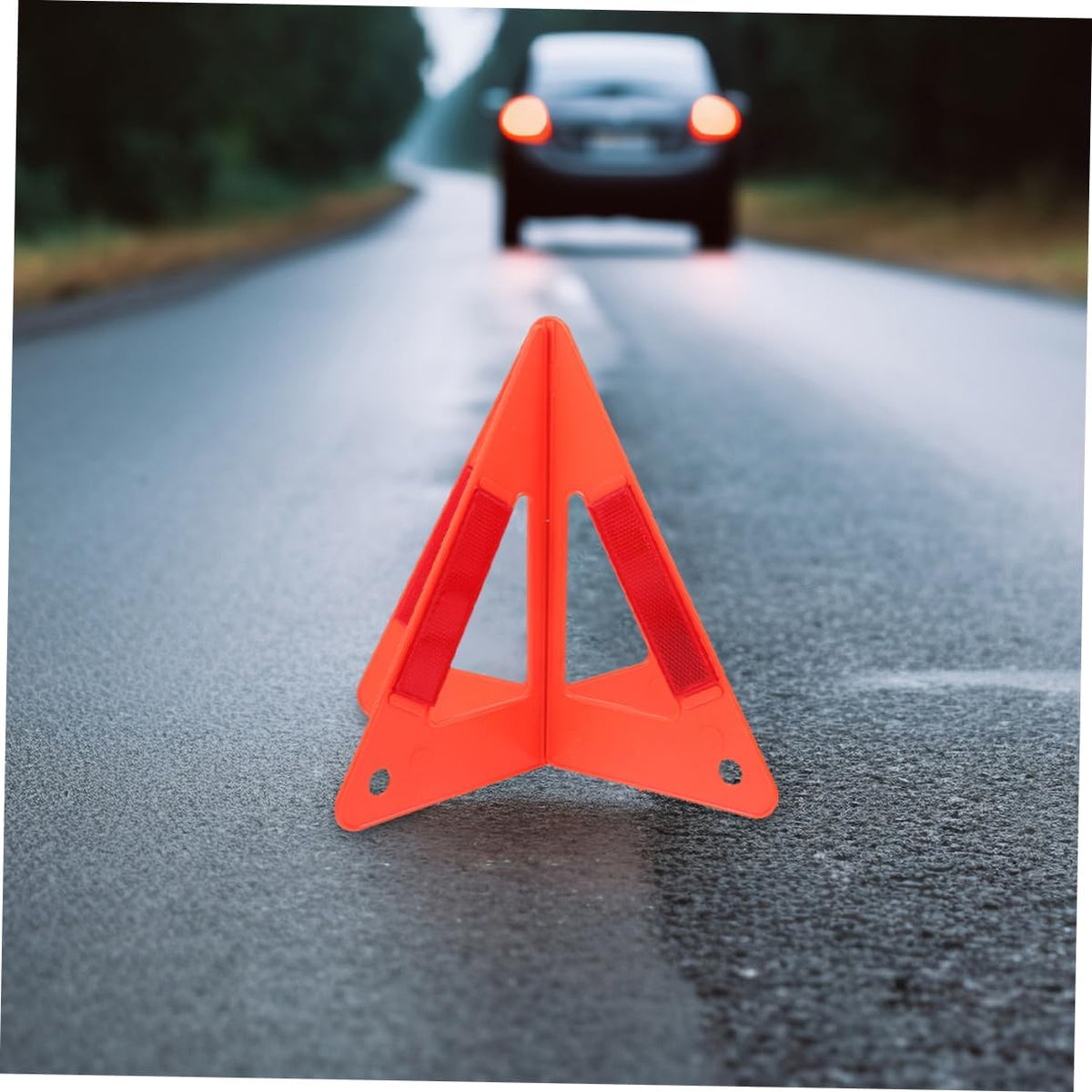 GANAZONO 5pcs Triangle Warning Signs Plastic Reflective Roadside Auto