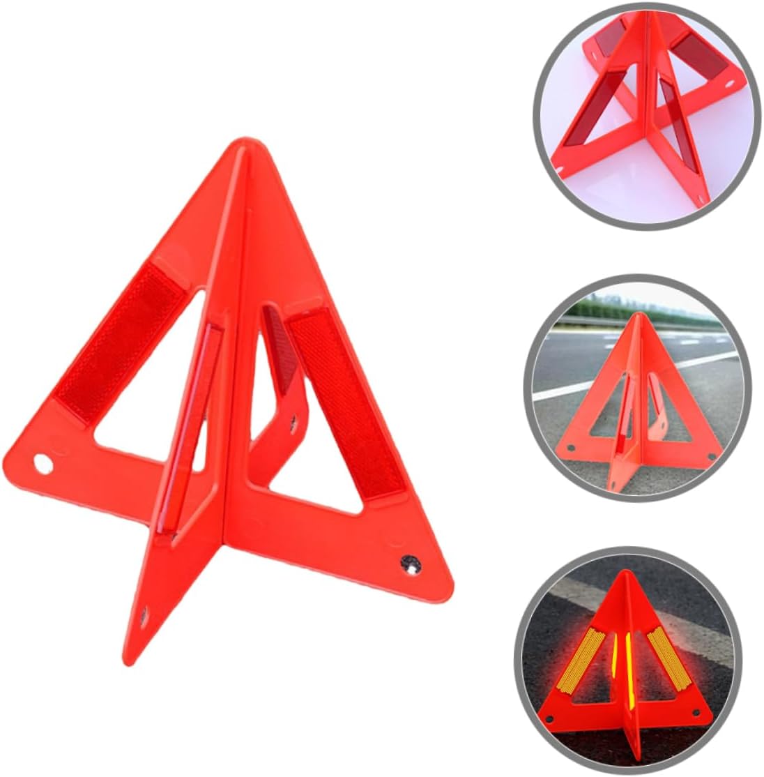 GLEAVI 3pcs Reflective Road Safety Triangle Warning Signs Emergency Reflective Roadside Triangles