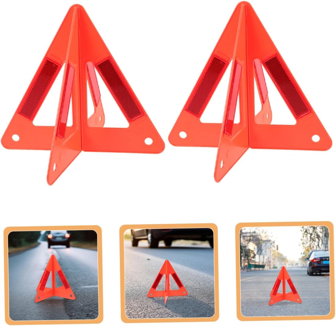 Cabilock 5pcs Triangle Warning Signs Foldable Plastic Reflective Roadside