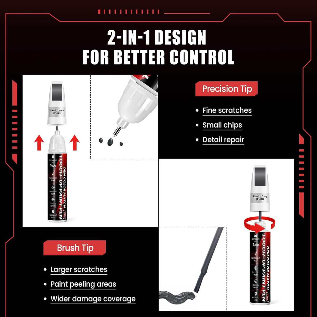 Stealth Grey (PN01) Touch Up Paint Compatible with Model Y/3/YL/X/S