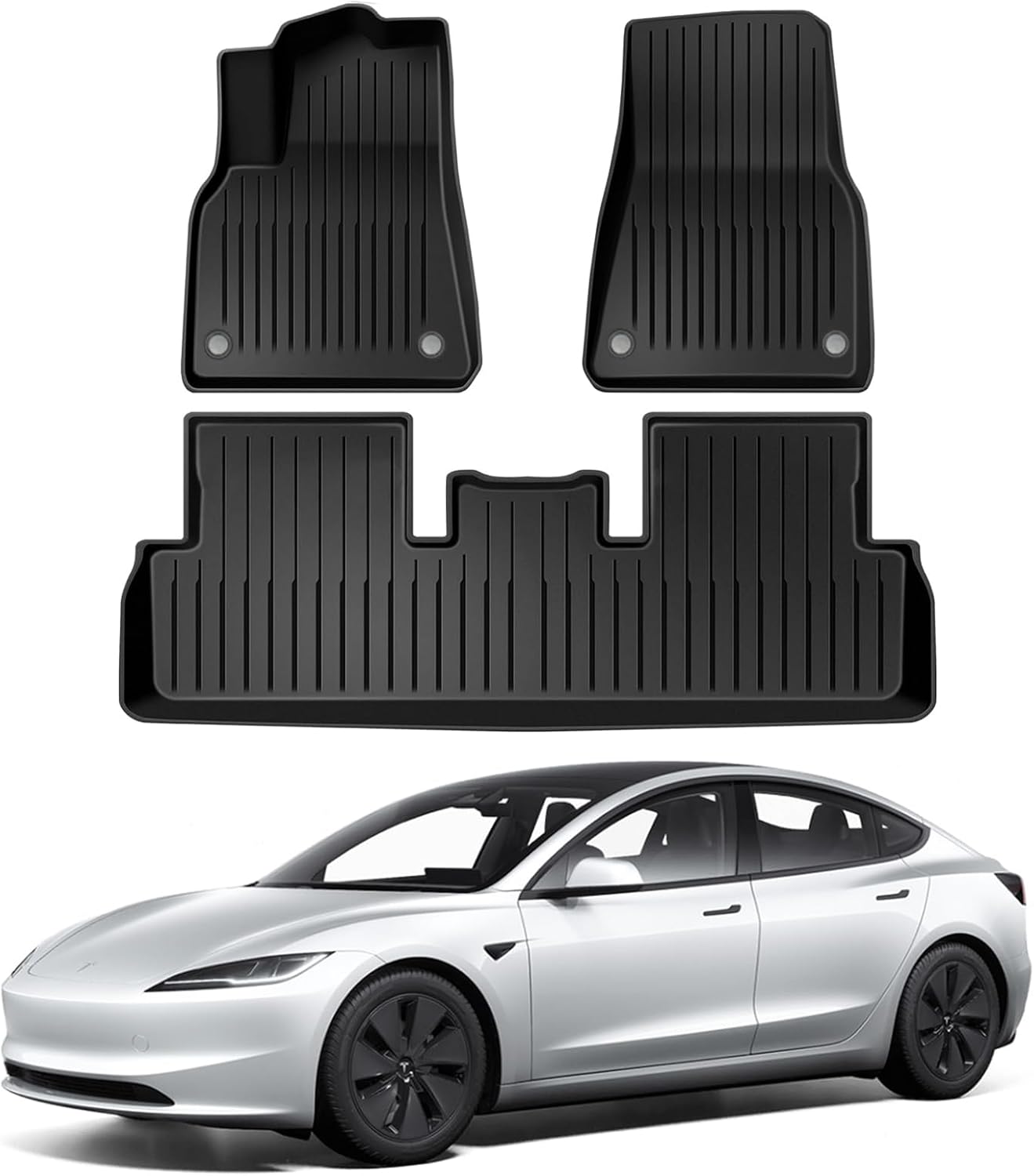 Pedigree Floor Mats Compatible with Tesla Model 3,Custom Fit Floor Liners for 2026 2025 2024 Tesla Model 3,1st & 2nd Row All Weather Protection