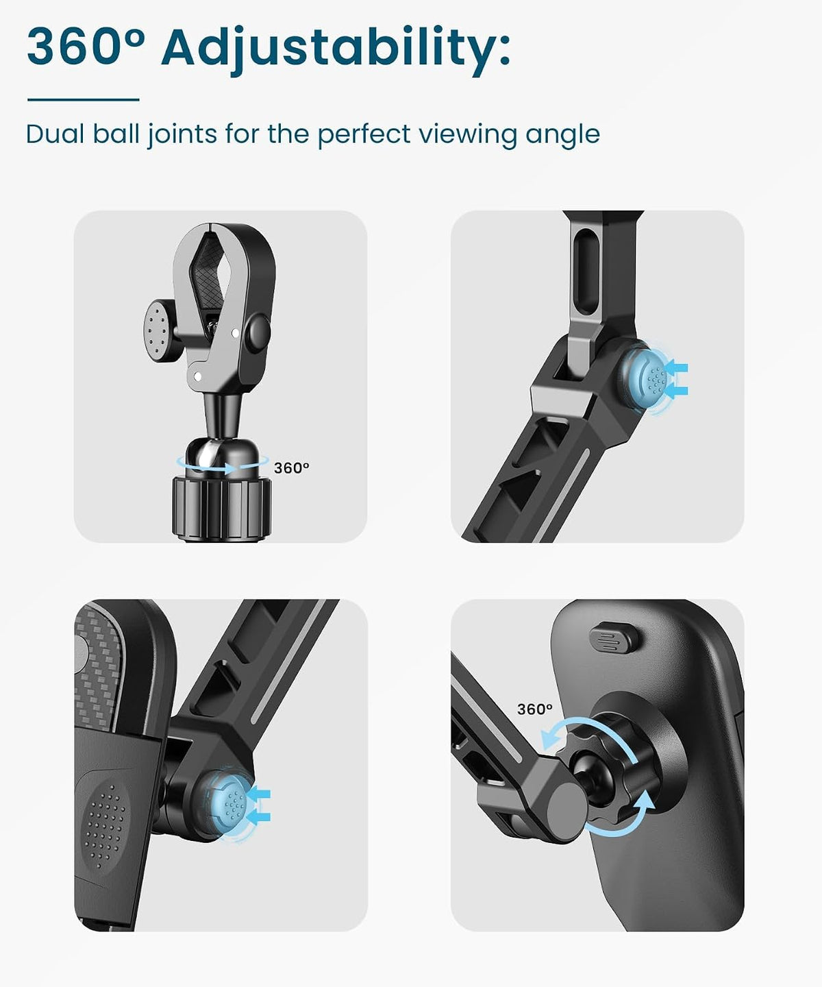 Rear View Mirror Phone Holder, Premium Aluminum Alloy Mount with Multi-Angle Adjustment, Rearview Mirror Phone Holder Mount For Car & Truck, Universal Accessories Compatible with All Cell Phone