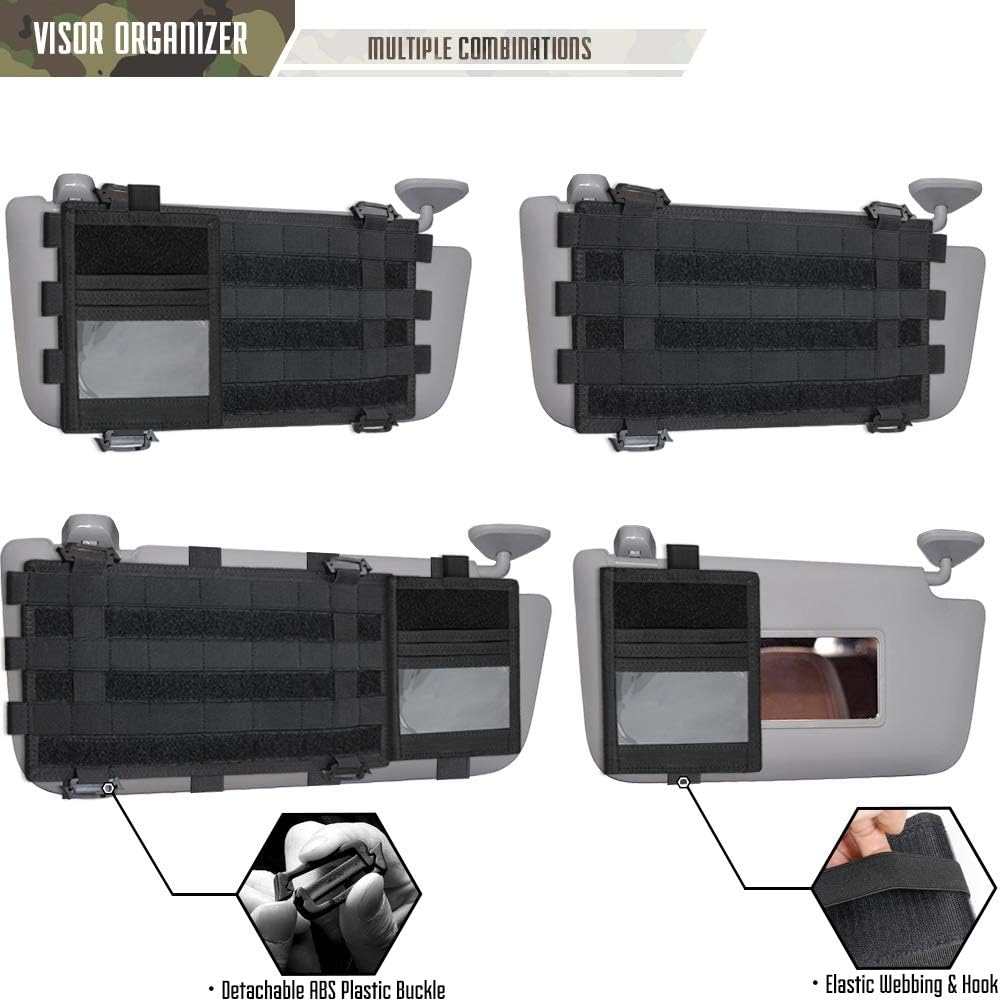 WYNEX Molle Car Visor Organizer Detachable Card Pouch, Fit Most Vehicles
