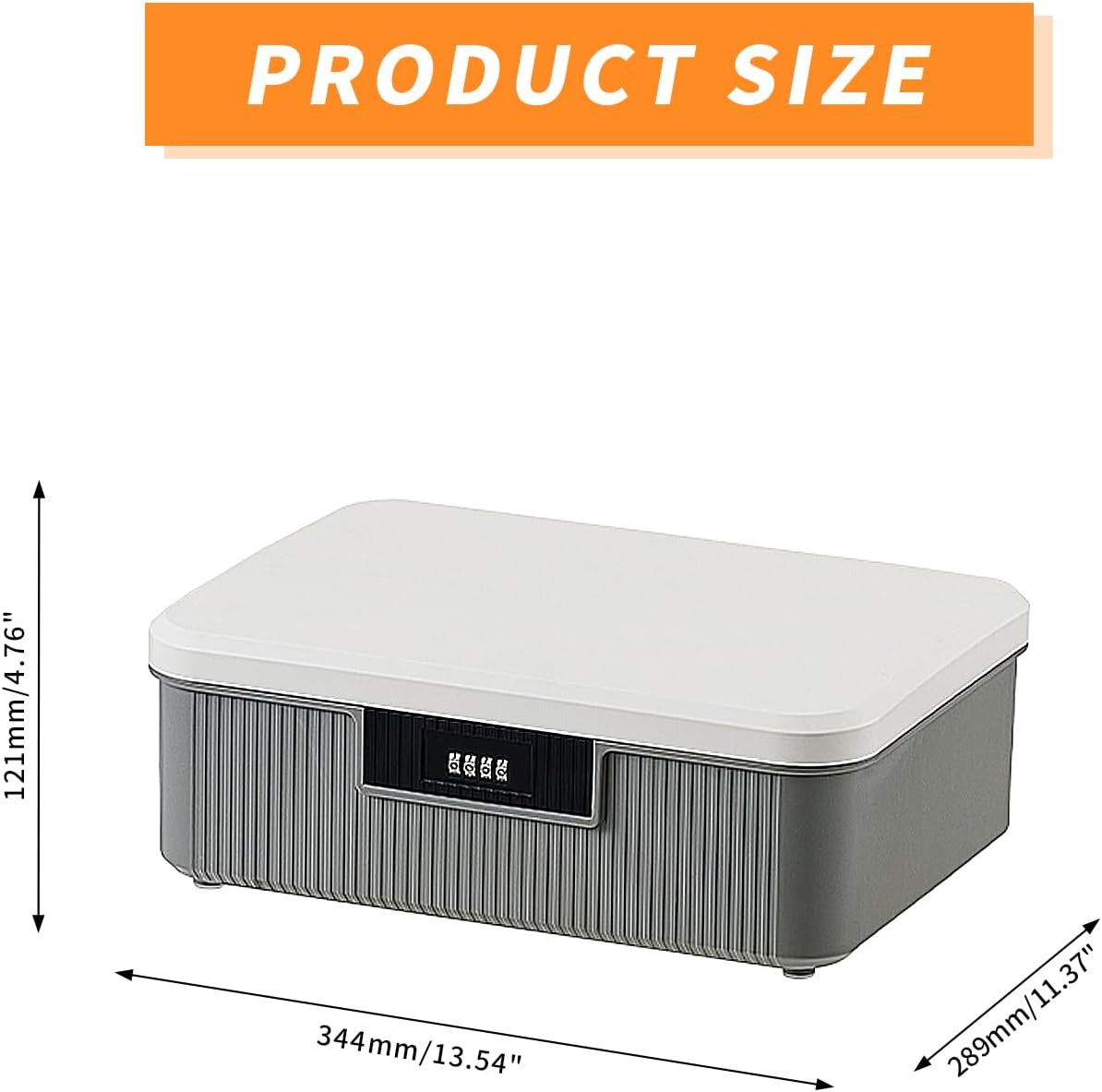 Lockable Storage Container Bin, 4.2 Gallon Capacity Organizer Box with Combination Lock, Heavy Duty Plastic Trunk, Usable As Item Organizer Or Office File Storage(Gray)