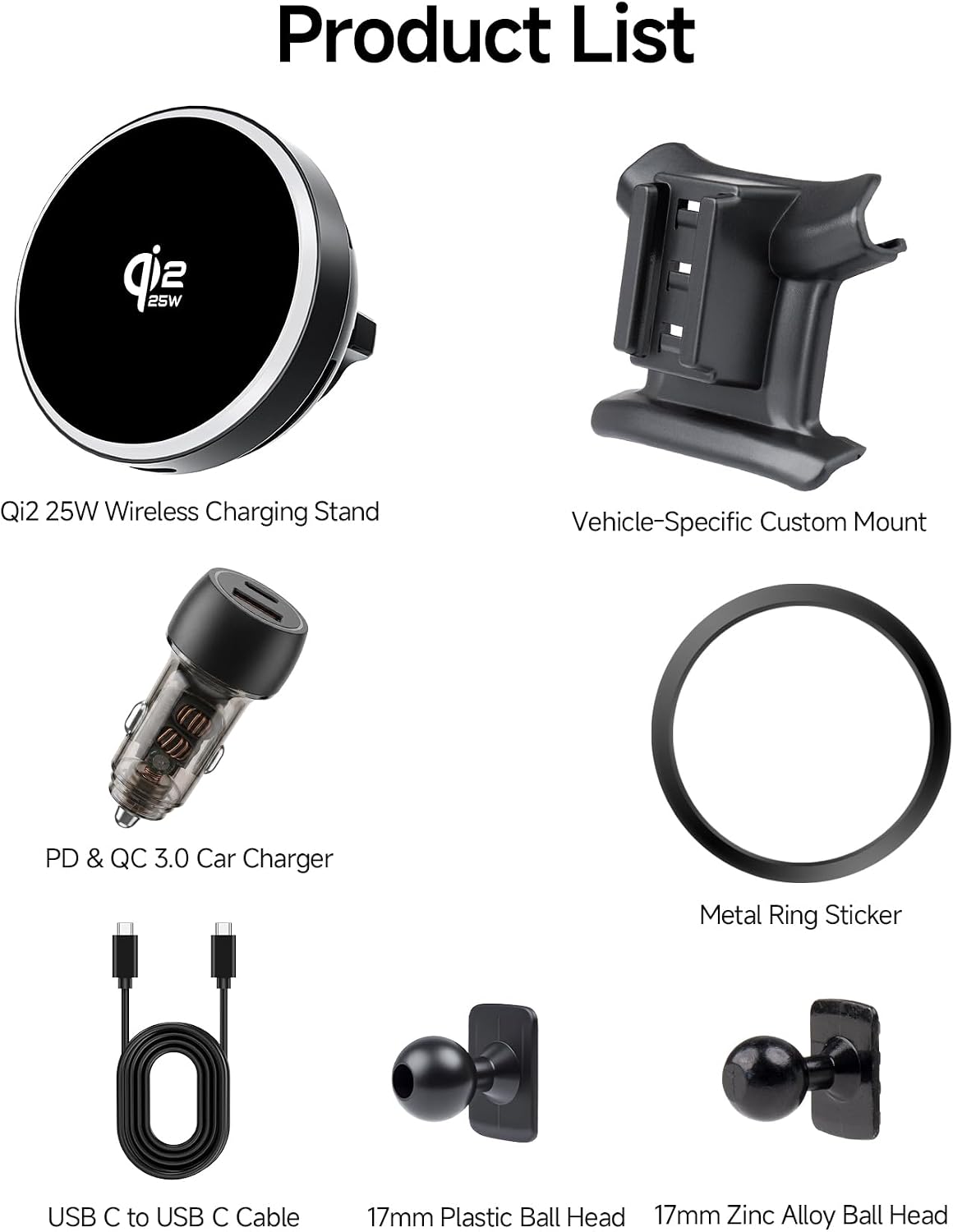 Qi2.2 25W Fast Wireless Charger Car Phone Mount for Jeep Renegade 2015-2023