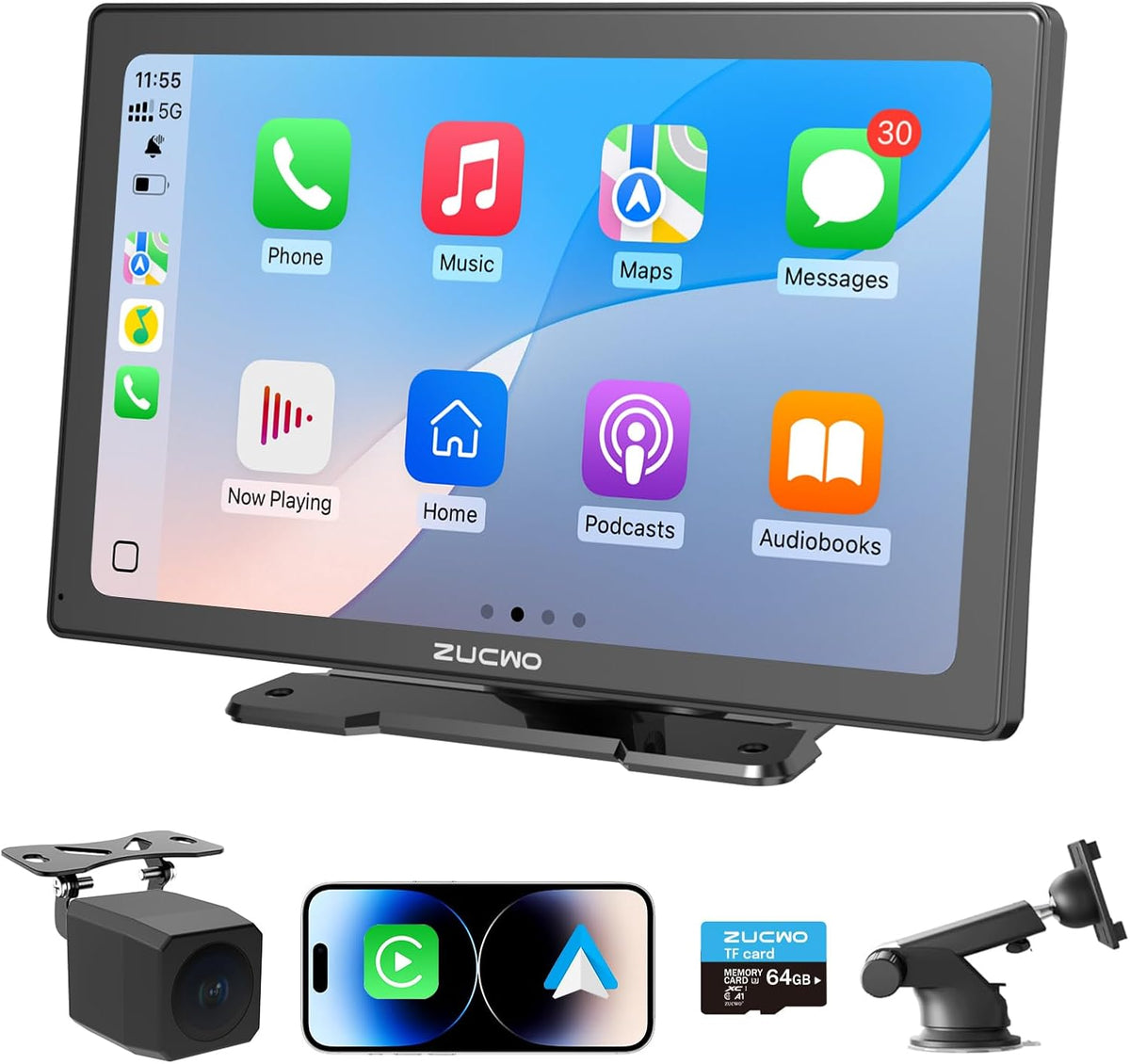 9 Inch Wireless CarPlay Screen for Car, CarPlay & Android Auto Touch Screen Car with Backup Camera, Bluetooth, Navigation, Mirror Link Voice Control
