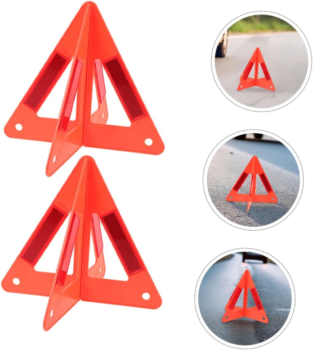 5pcs Red Plastic Emergency Road Triangle Warning Signs for Vehicles