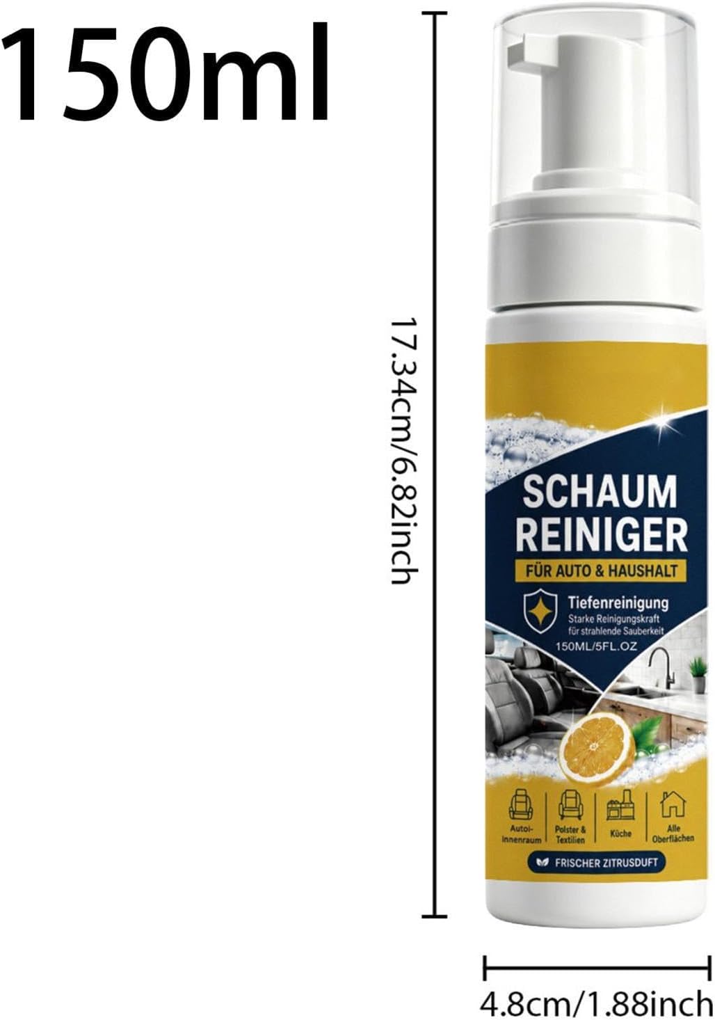 Car Foam Cleaner 150ml Vehicle Carpet Foam Cleaning | Car Ceiling Cleaner for Truck SUV Dashboard Seat Upholstery Fabric Carpet Headliner Home Furniture Kitchen Countertop