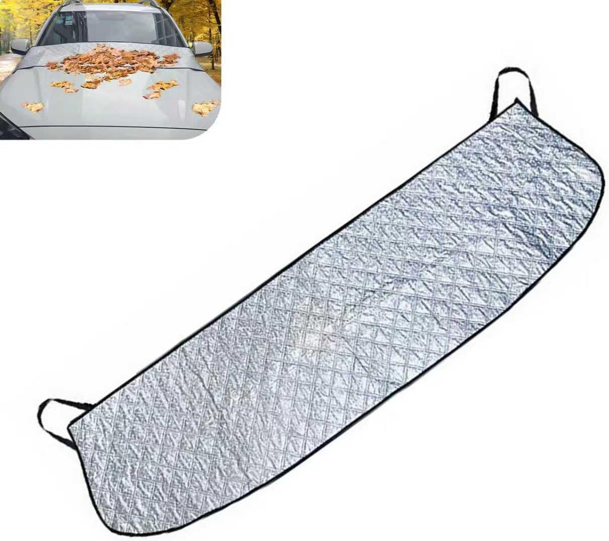 Car Front Windshield Rain Trough Protection Cover, 66.9" x 17.7" Multifunctional Windshield Cover, Sunscreen/Snow Protection/Leaf Protection, Four-Season Universal Protective Covers(Silver)