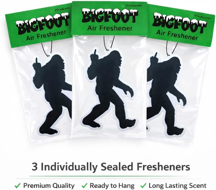 Funny Car Air Freshener (3 Pack) – Bigfoot Sasquatch Air Freshener for Car, Novelty Gag Gift, Hanging Auto Air Freshener, Funny Car Accessories for Men Women