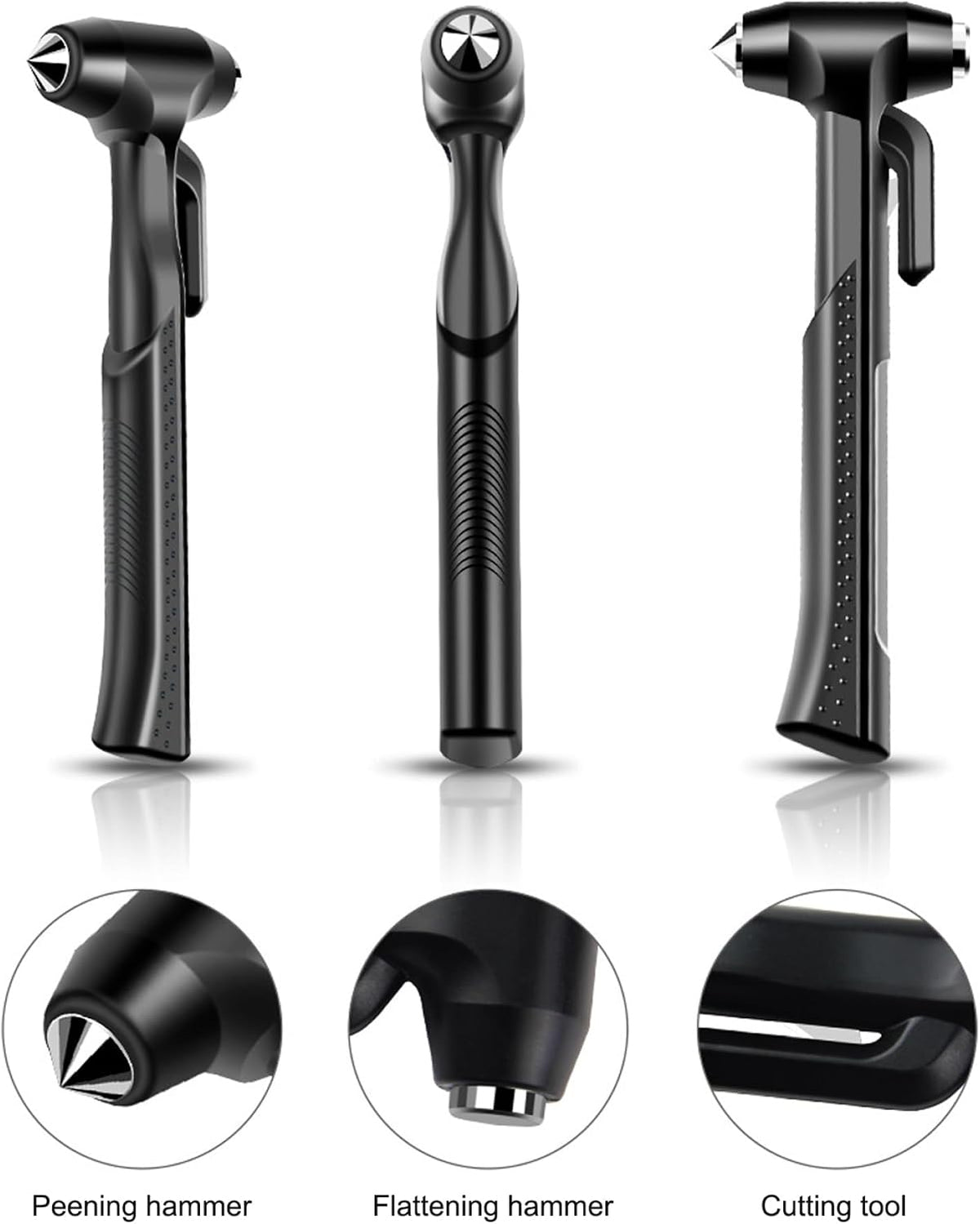 Window Breaker, Metal Car Safety Hammer, Emergency Escape Window Breaker and Seatbelt Cutter, Black Car Tool for Accidents Seatbelt Cutter