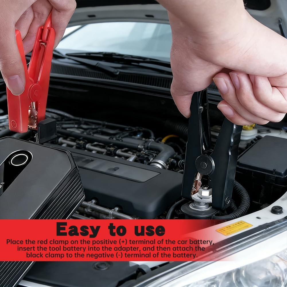 Jumper Cables Adapter with Alligator Clips, Compatible with 20V Battery, 2FT 8AWG Portable Battery Jump Starter Automotive Booster Cables Power for Jump Starting Tool