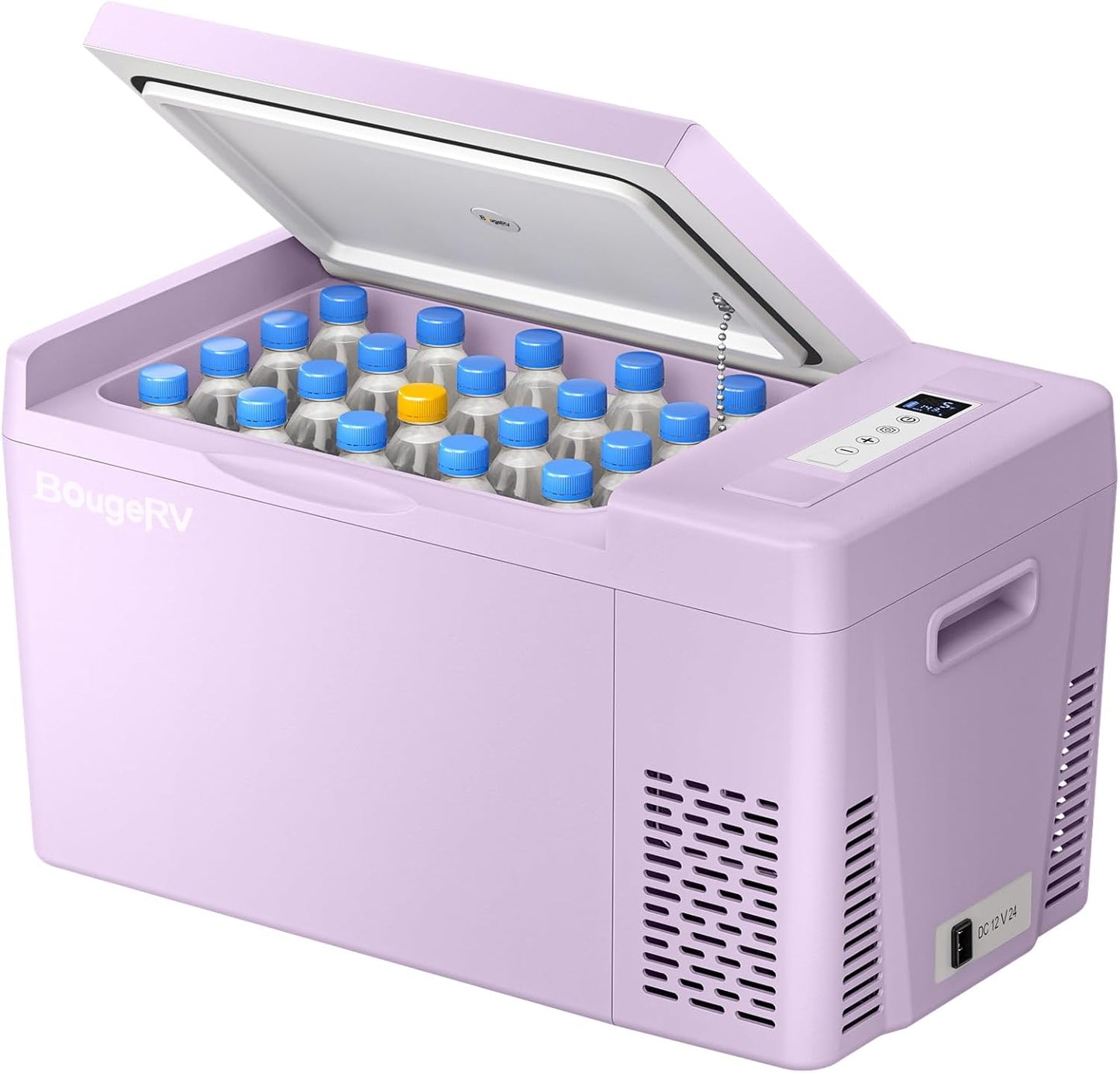 BougeRV Pink 23Quart Portable Refrigerator, 12 Volt Fridge 22L, Portable Freezer Compressor Cooler 12/24V DC 110~240 Volt AC for Truck Van RV Camper -8℉~50℉