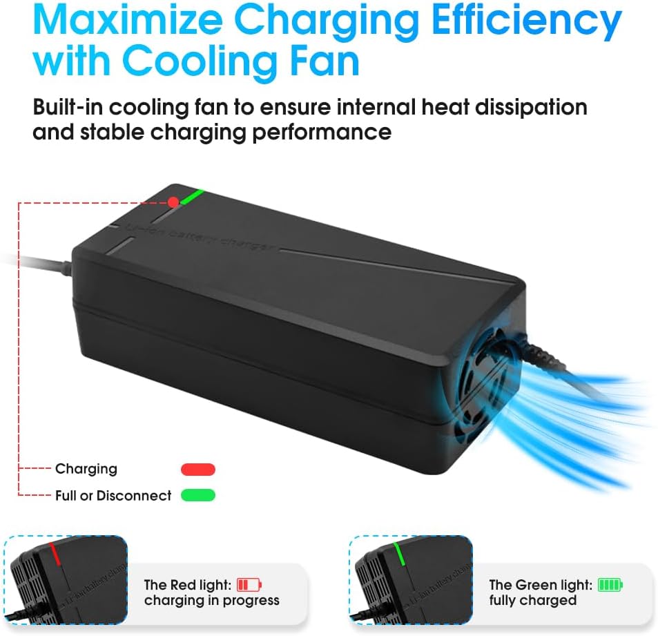 67.2V5A Charger with 6-in-1 Plug for 60V Lithium Battery Such as Car Truck Lawn Mower Boat Marine Batteries (67.2V5A-(6-in-1 Plug))