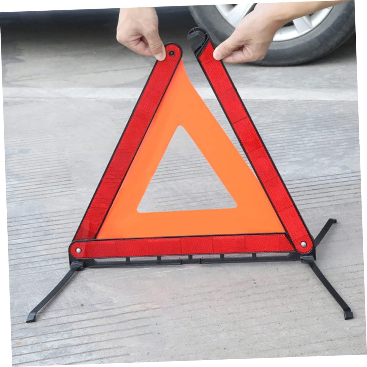 PRETYZOOM Reflective Warning Triangle Foldable Emergency Sign for Roadside Safety 3 Legged Design for Car and Semi Truck Accessories