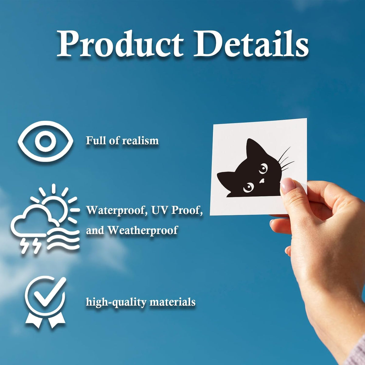 Dazoratix Cat Rearview Mirror Decal - 6 Pcs Cute Peeking Car Window Sticker