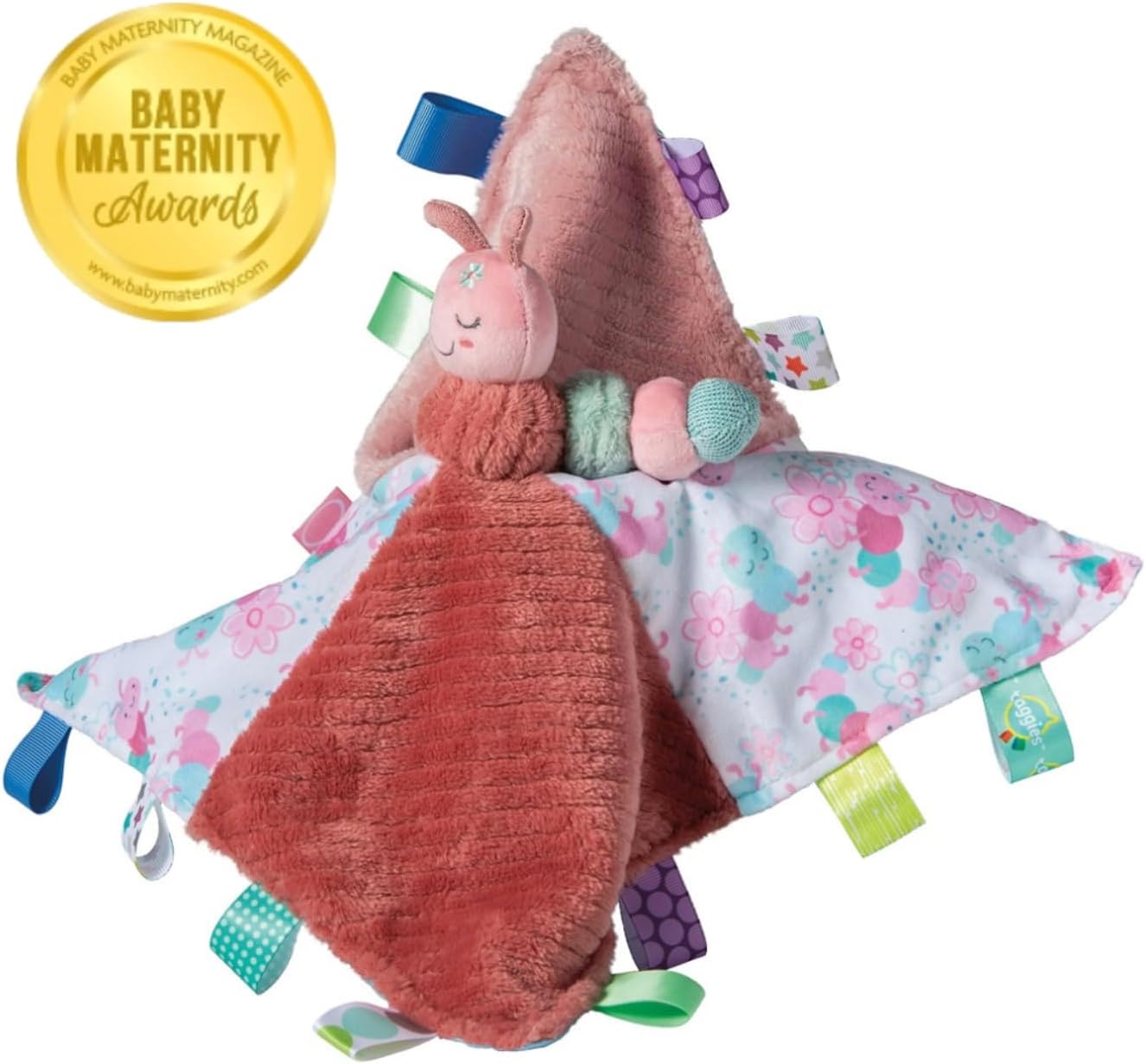 Taggies Stuffed Animal Lovey Security Blanket with Sensory Tags, 13 x 13-Inches, Camilla Caterpillar