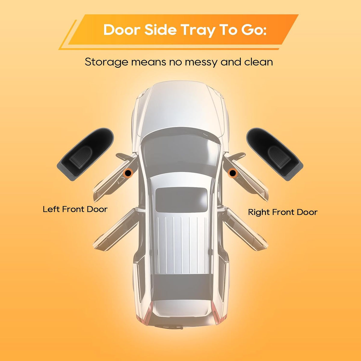 for Tesla Model 3 2023 2024 2025 Trash Can Front Door 2PCS Side Door Trash Bin, Waterproof TPE Auto Garbage Bin, Portable Side Door Insert Mount, Interior 2023 2024 2025 Tesla Model 3 Accessories